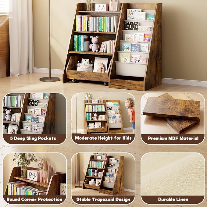 COZPAW Kids Bookshelf and Toy Storage, 4 Tier Toddler Bookshelf - Image 5