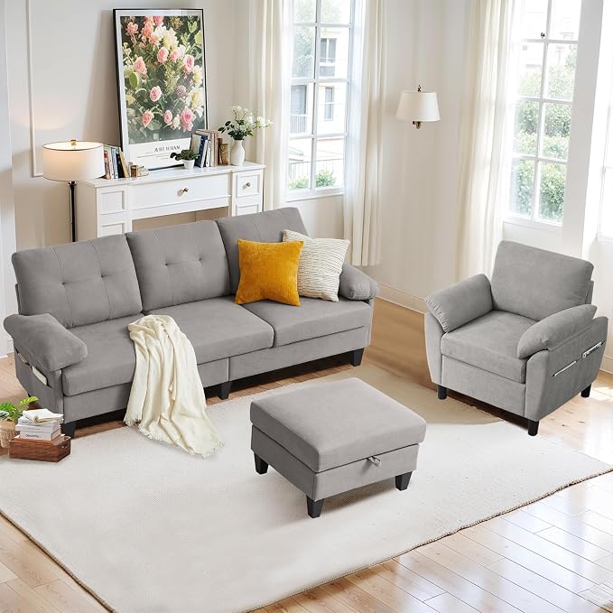 2 Piece Sectional Sofa Set, 3 Seat L Shaped Couches by soscana