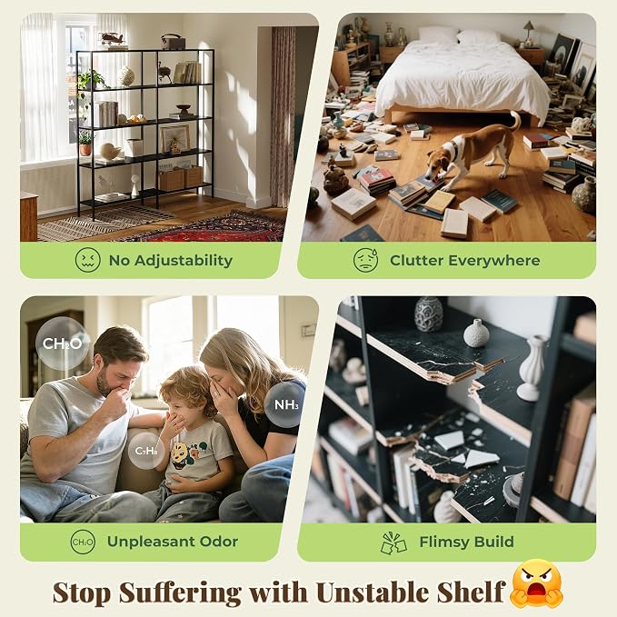 Huuger 5 Tier Bookshelf, L Shaped Corner Bookshelf - Image 8