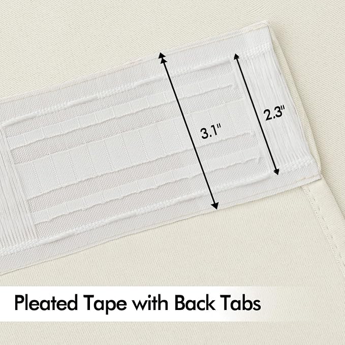 MIULEE Beige White Back Tab Blackout Curtains 120 Inch Long 2 Panels Set - Image 4