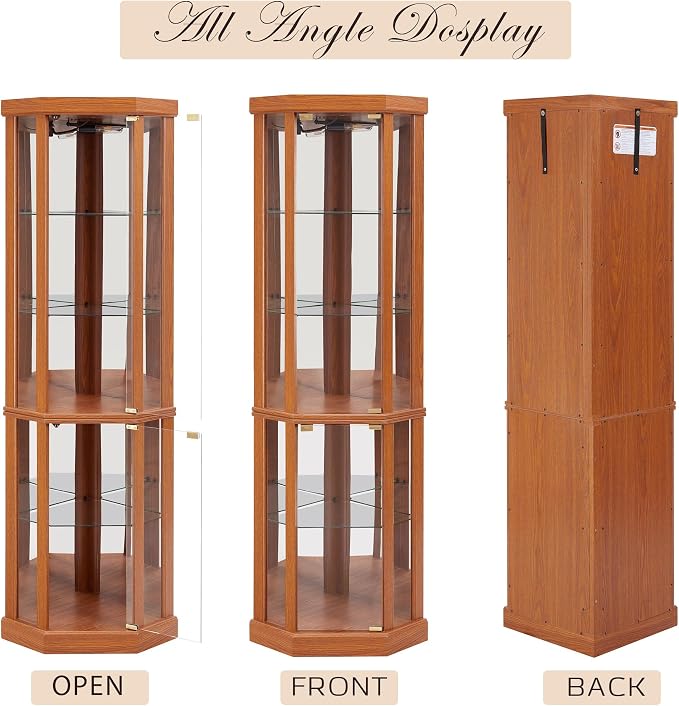 Corner Curio Cabinet, Light Bulb Inclued, Wine Bar China Cabinet - Image 9