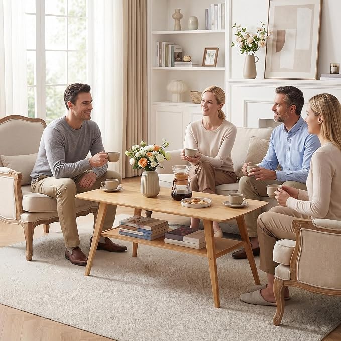 Eco-Friendly Natural Bamboo Coffee Table - Image 6