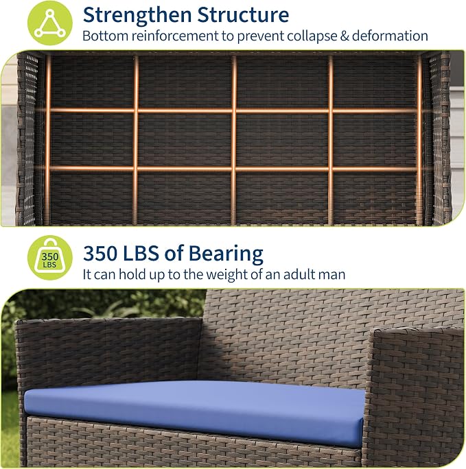 GAOMON 4-Piece Patio Furniture Set, Modern PE Rattan Conversation Set - Image 5