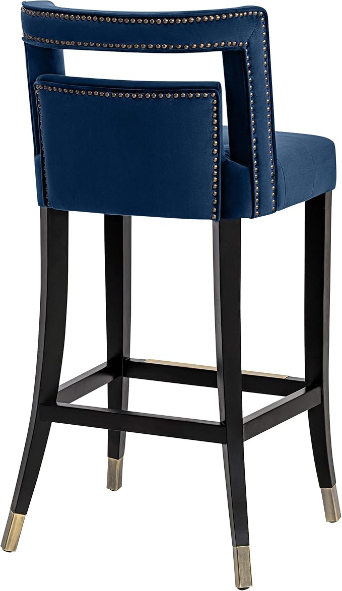 Tov Furniture Hart Tufted Seat Upholstered Velvet Bar Stool - Image 5