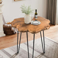 19.5 Inch Live Edge Side Table, Wood Freeform Small End Table by HOEGMST
