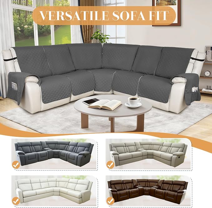 HDCAXKJ 100% Waterproof Reclining Sectional Couch Covers L Shape Recliner Sofa - Image 5