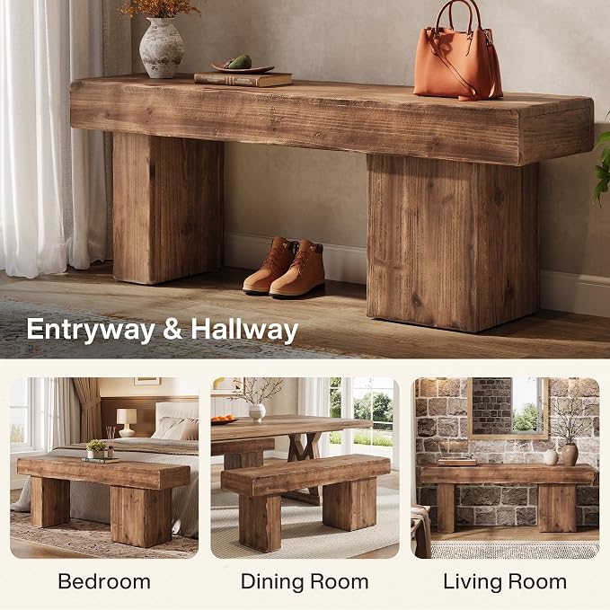 Thickened Solid Wood Bench, Heavy Duty Dining Bench - Image 5