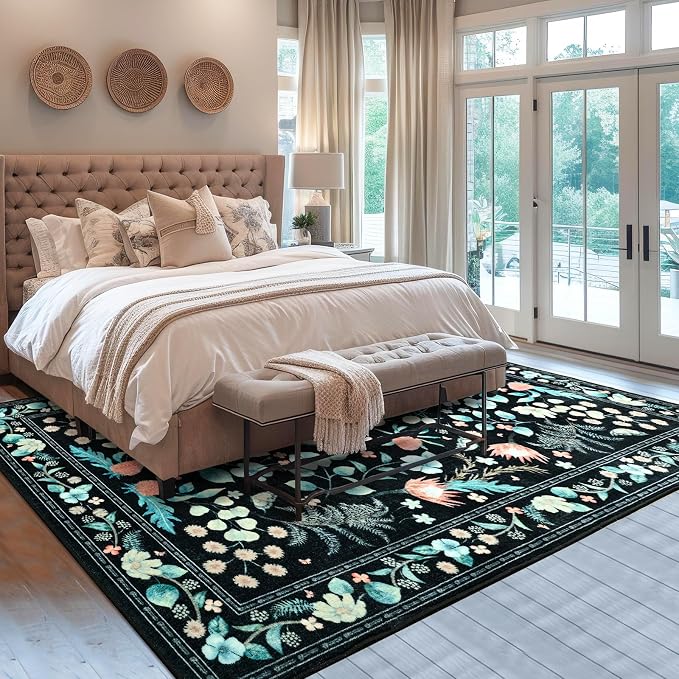 Area Rugs for Living Room, Non-Slip 4x6 Vintage Rug for Bedroom, Washable - Image 5