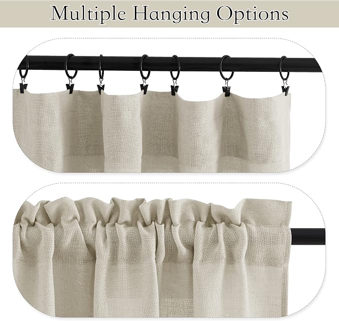 RYB HOME Cafe Curtains 24 inches Length, Linen Sheer Short Curtains - Image 5