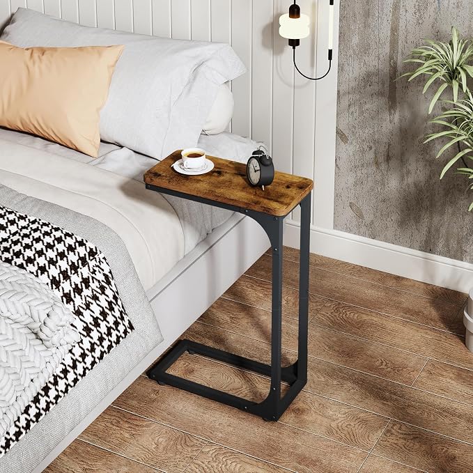 QEEIG Narrow C Shaped Side Table Set of 2 Living Room Sets Slim Couch Tray - Image 5