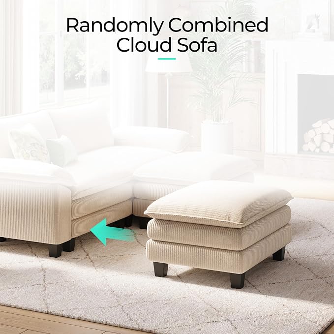 LINSY HOME 90" Modular Cloud Love Seat Sofa, Corduroy Soft Sectional Couch - Image 6