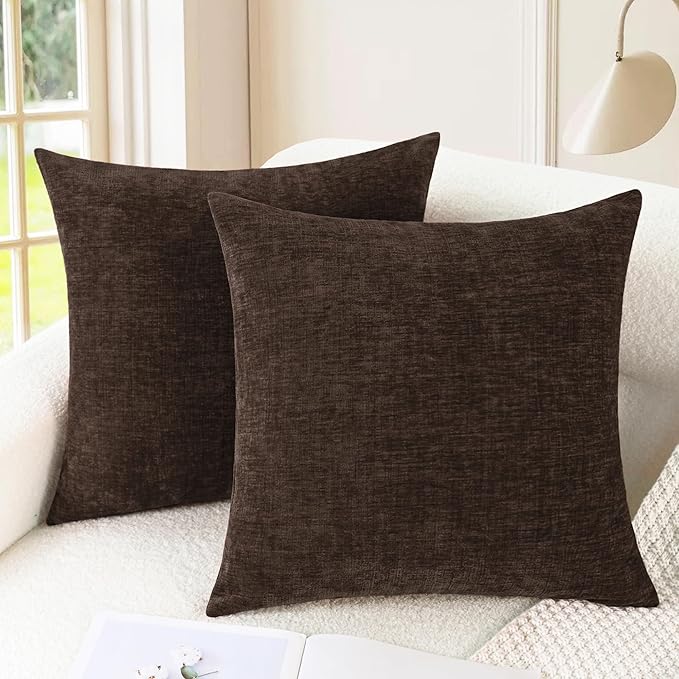 CaliTime Throw Pillow Covers Decorative 20 X 20 Inches Pack of 2 Cozy Chenille by CaliTime