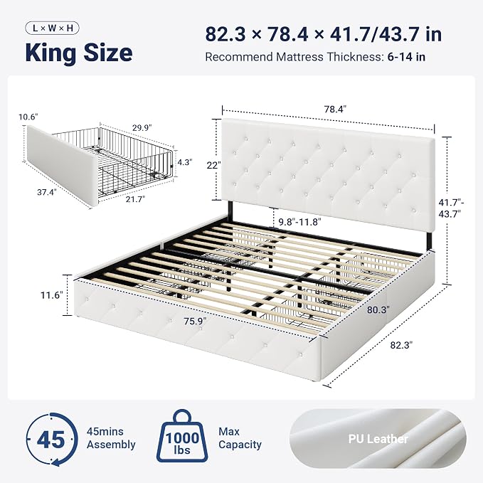 Allewie King Size Platform Bed Frame - Image 2