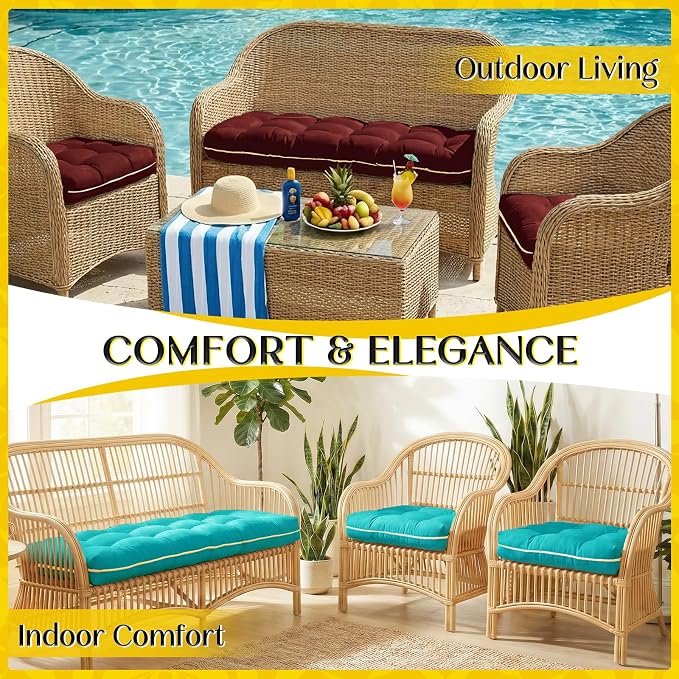 1 MIDDLE ONE Wicker Chair Cushions 3 Pieces Set - Image 6