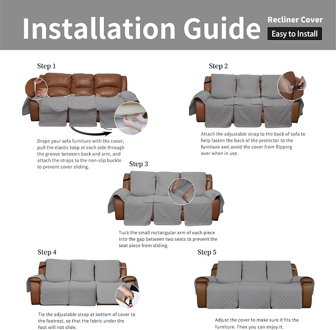 Easy-Going Oversized Recliner Sofa Cover, Reversible Couch Cover - Image 7