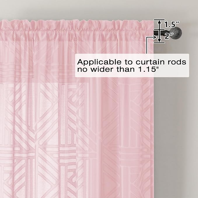 Simplebrand Blush Semi Sheer Curtains 63 Inch Length 2 Panels, Light Filtering - Image 4