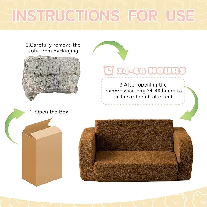 Toddler Couch, 2-in-1 Toddler Chairs Comfy 1-3 Years Old, Toddler Chair - Image 7