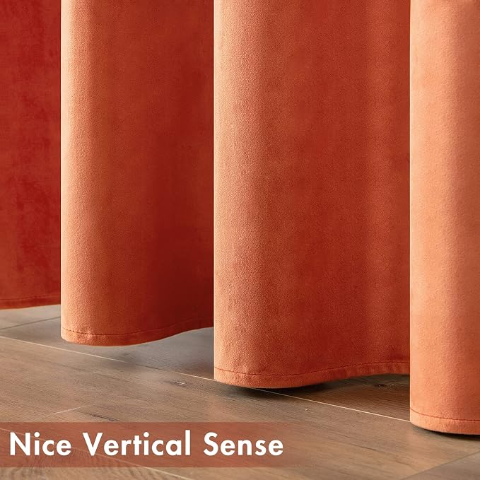 MIULEE Orange Velvet Curtains Fall Thermal Insulated Soundproof Room Darkening - Image 6