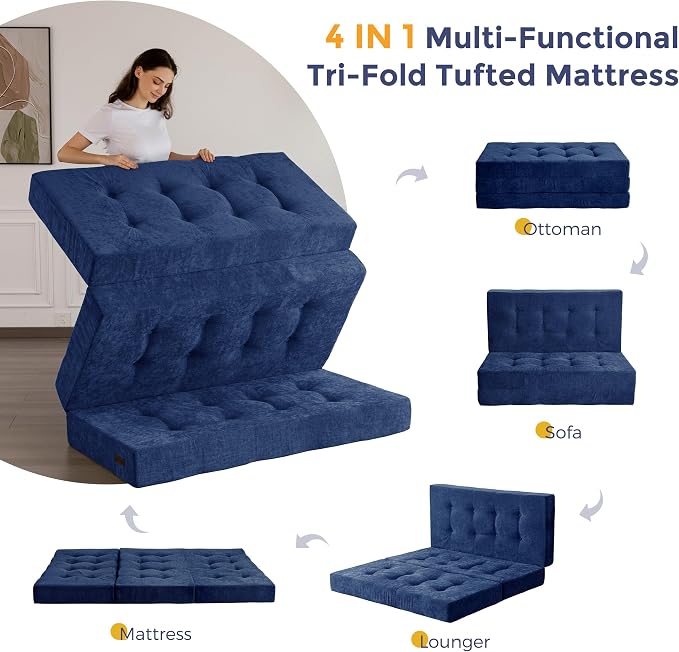MAXYOYO 6" Folding Sofa Bed for Floor, Tufted Tri-Fold Floor Mattress - Image 6