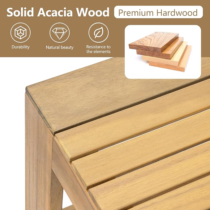 Christopher Knight Home Kayahs 4 Pieces Acacia Wood Furniture Set, Patio - Image 4