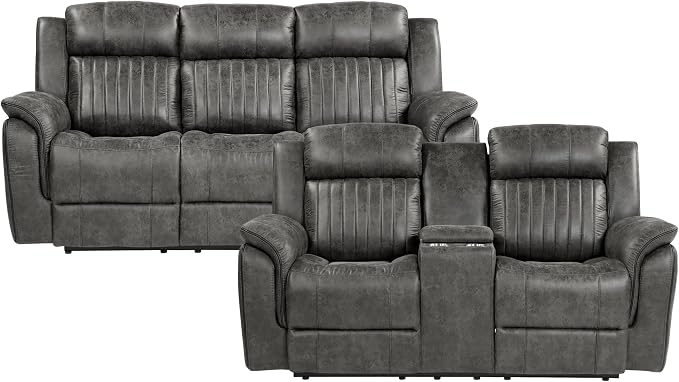 Lexicon Recliner Living Room Set, Home Theater Seating, Manual Polished - Image 3