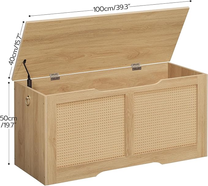 HOOBRO Storage Bench, 39.3" Toy Box, Rattan-Like Storage Chest, Sturdy Entryway - Image 3