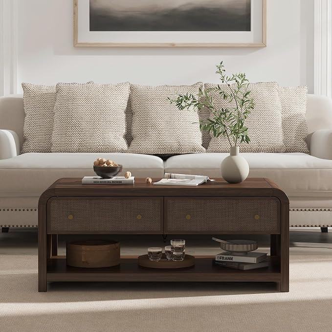 Oak&Sparrow 48'' Boho Coffee Table, Thickened Arc-Shaped Design - Image 5