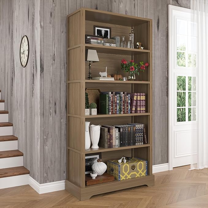 TVU 5-Tier Wooden Bookshelf, 31.5" W Standing Book Shelf - Image 8