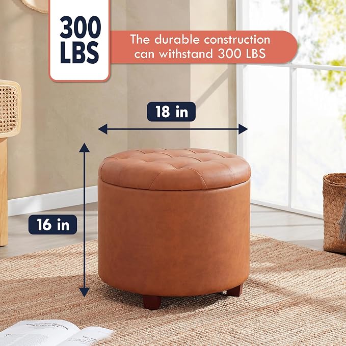 Ornavo Home Round Storage Ottoman - Image 2