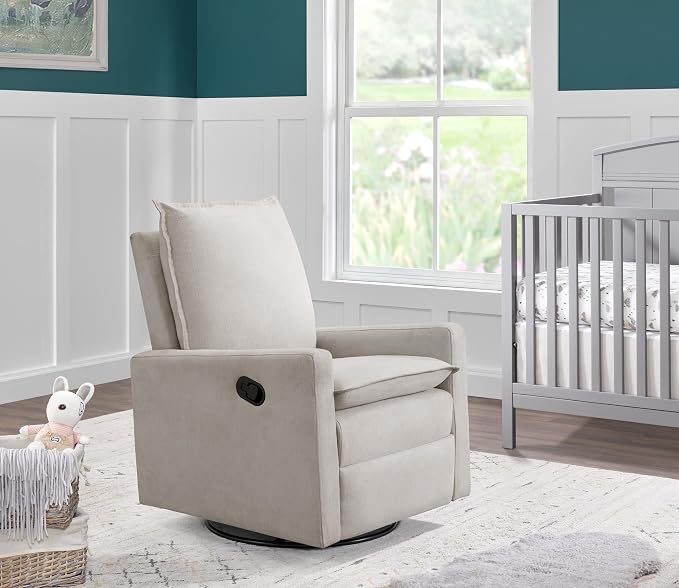 Oxford Baby Uptown Upholstered Glider Recliner Rocking Chair 360° Swivel - Image 2