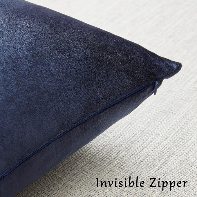 GIGIZAZA Navy Blue Velvet Pillow Covers 24x24, Square Solid Throw Pillow Covers - Image 5