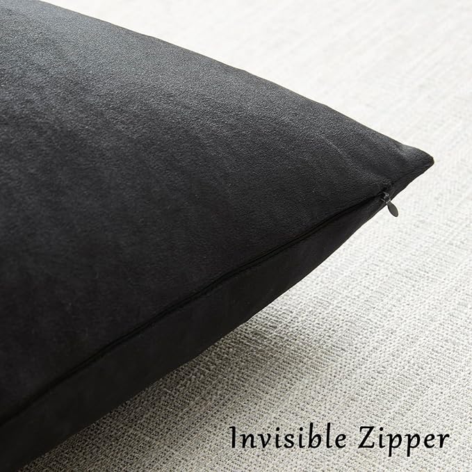 GIGIZAZA Black Velvet Pillow Covers 16x16, Decorative Square Throw Pillows - Image 4