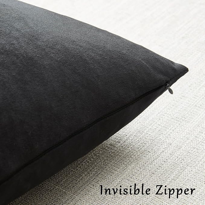 GIGIZAZA Black Velvet Pillow Covers 22x22, Decorative Square Throw Pillows - Image 4