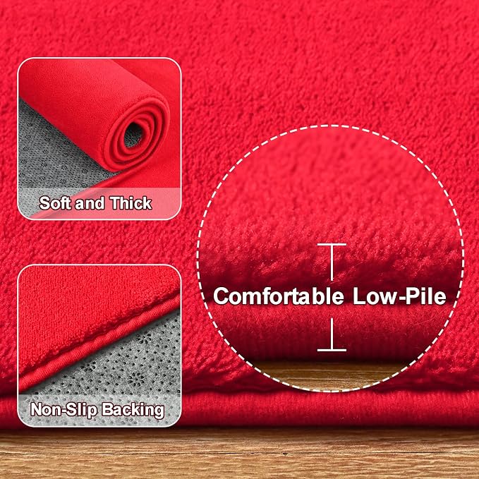 Amearea Red Round Area Rugs 4ft Washable Circle Rugs - Image 3