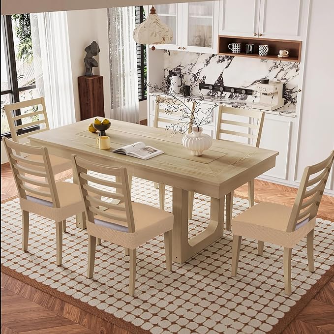 Smiry Waterproof Seat Covers for Dining Room Chairs Set of 2, Stretch Jacquard - Image 8