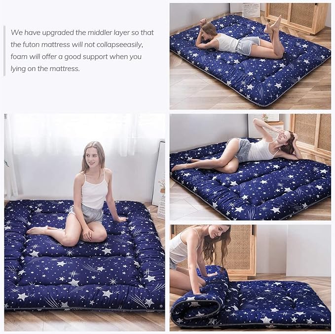 MAXYOYO Navy Starry Sky Japanese Futon Mattress, Tatami Mat Portable Camping - Image 6