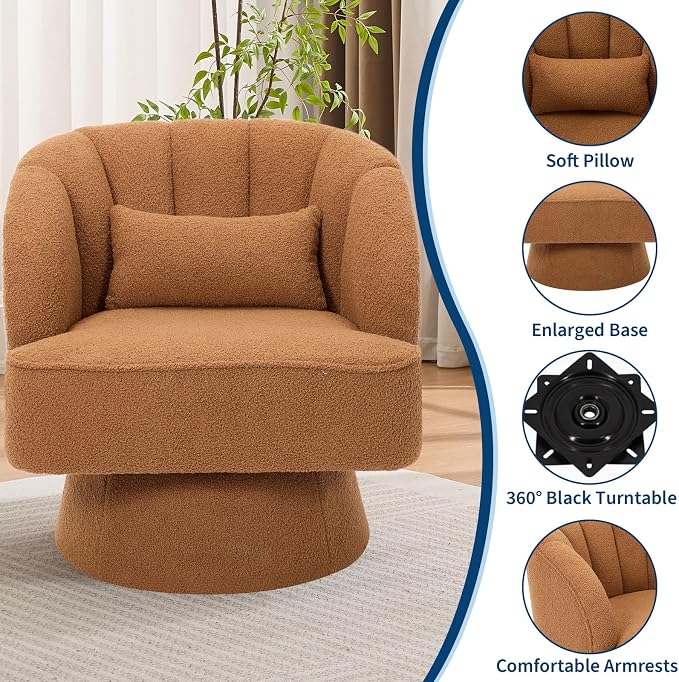 Garvee Ultra-Plush Swivel Accent Chair, 360° Barrel Lounge Chair - Image 6