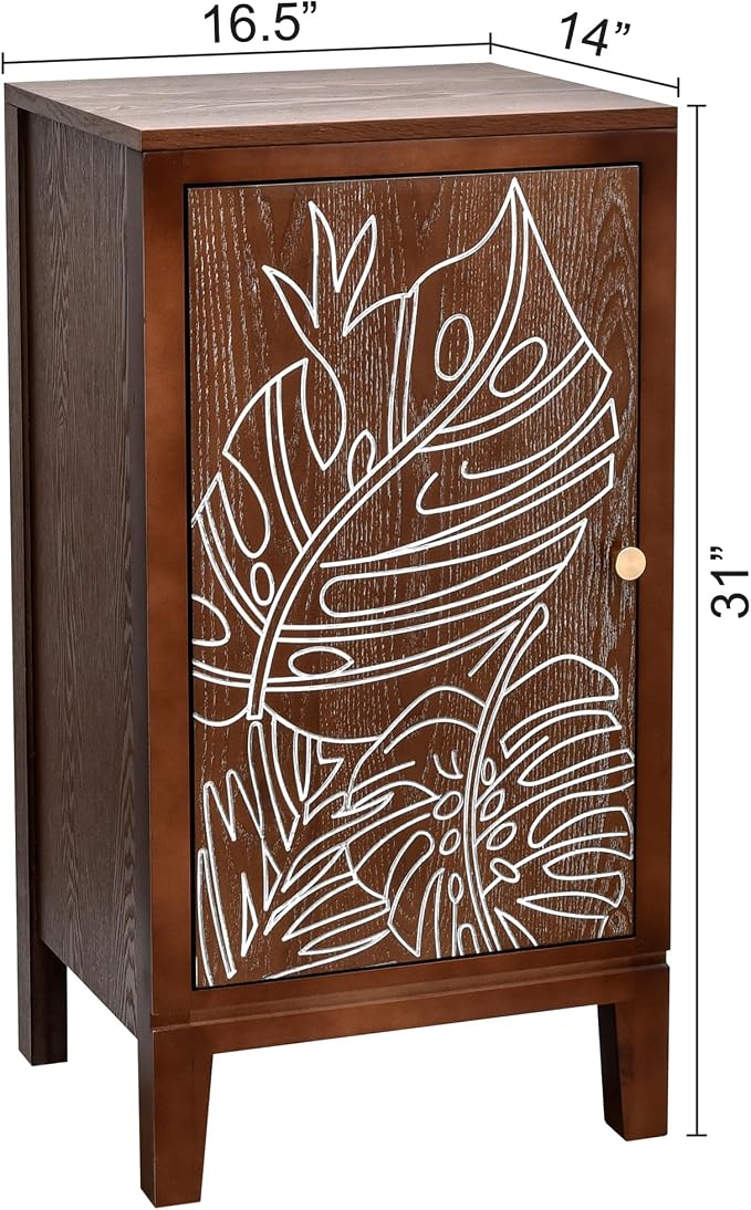 eHemco Tropical Monstera Door Accent End Table, Modern Retro Style, 16.5 x 14 x - Image 3