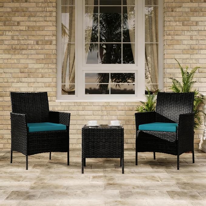 3-Piece Outdoor Furniture Set, PE Rattan Wicker Chairs - Image 7
