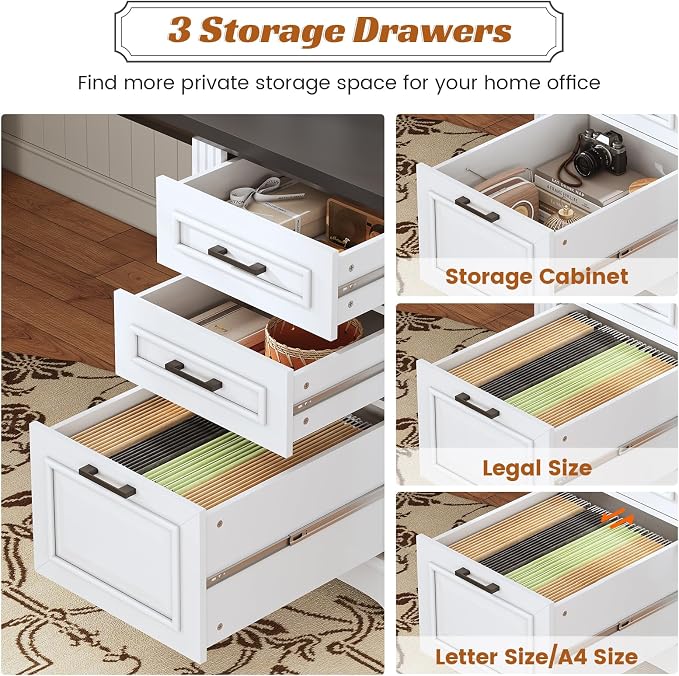 SEDETA Farmhouse 69" Executive L Shaped Desk, Home Office Desk - Image 5