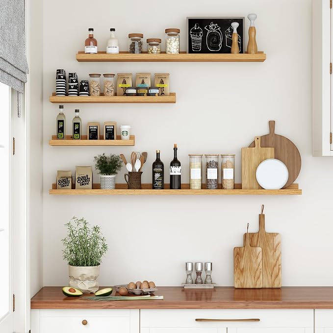 Floating Shelves for Wall, 16 inch Wood Floating Shelves Set of 2, Picture - Image 4