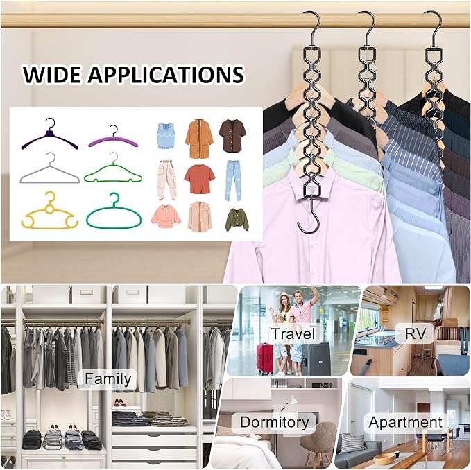 12 Pack Space Saving Hangers for Clothes, Sturdy Metal Hangers Heavy Duty Magic - Image 3