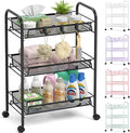 TOOLF 3-Tier Metal Rolling Cart, Mesh Wire Easy Assemble Utility Cart, Storage by TOOLF