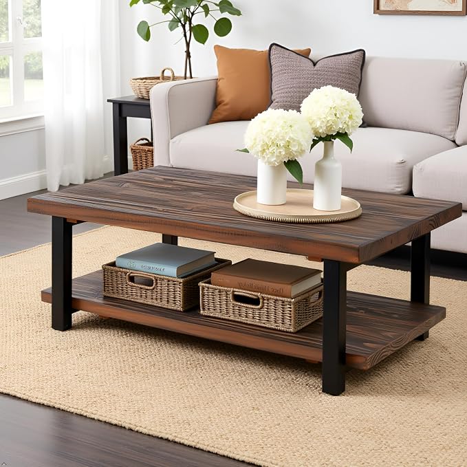 Alaterre Furniture Pomona Living Room 48 Inch Rectangular Solid Wood Coffee - Image 2