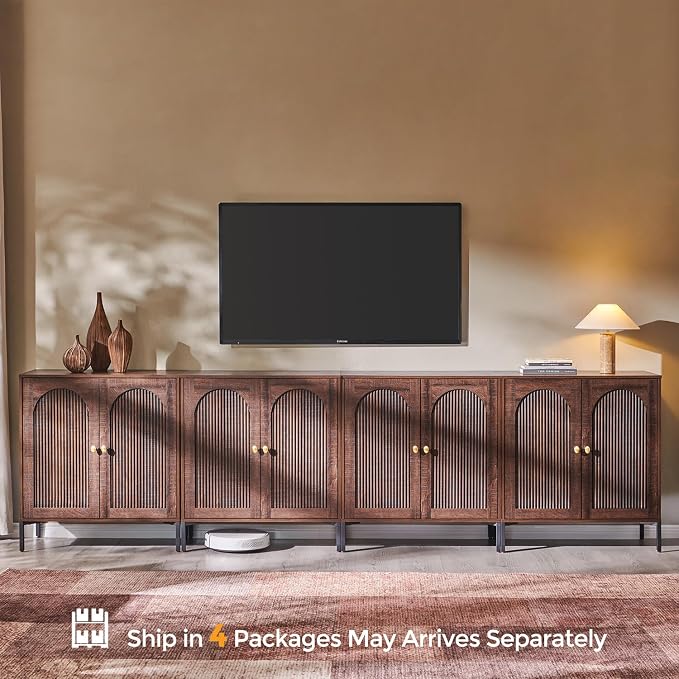 IFBUY Modern Sideboard Buffet Cabinet, 123.5" W Fluted Arched Buffet Cabinet - Image 8