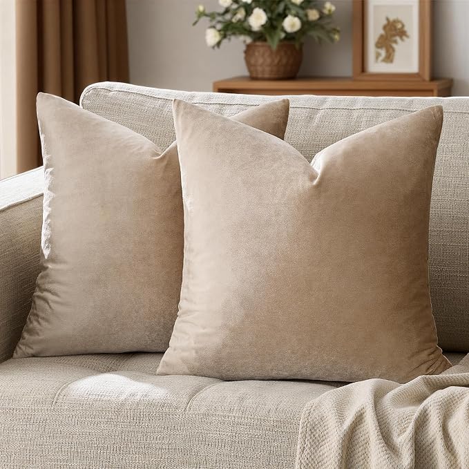GIGIZAZA Decorative Throw Pillow Covers 18x18, Velvet Sofa Boho Cushion Pillows by GIGIZAZAFocusingonhomedecoration