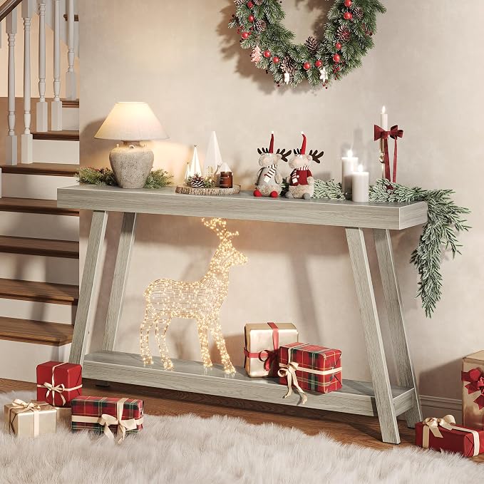 Huuger Console Table with Charging Station, USB-C Port, 2 Tiers Entryway Table - Image 6