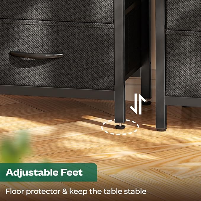 Huuger Nightstand with Charging Station, 27.6 Inch End Table Bedside Table with - Image 8