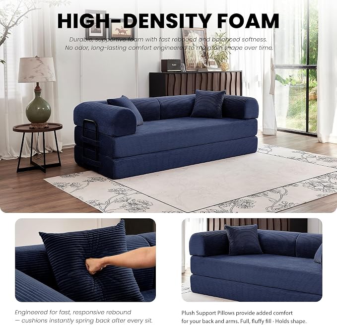 79'' Convertible Sleeper Sofa Bed, 5 in 1 Folding Floor Couch - Image 4