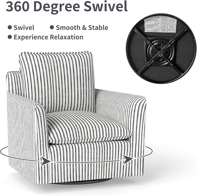INZOY Swivel Accent Chair Set of 2, Upholstered Square Chair, Swivel Barrel - Image 5